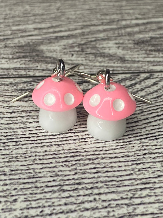 Pink Mushroom Earrings