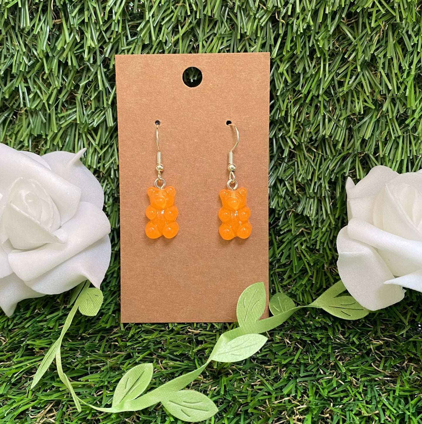 Neon Orange Gummy Bear Earrings