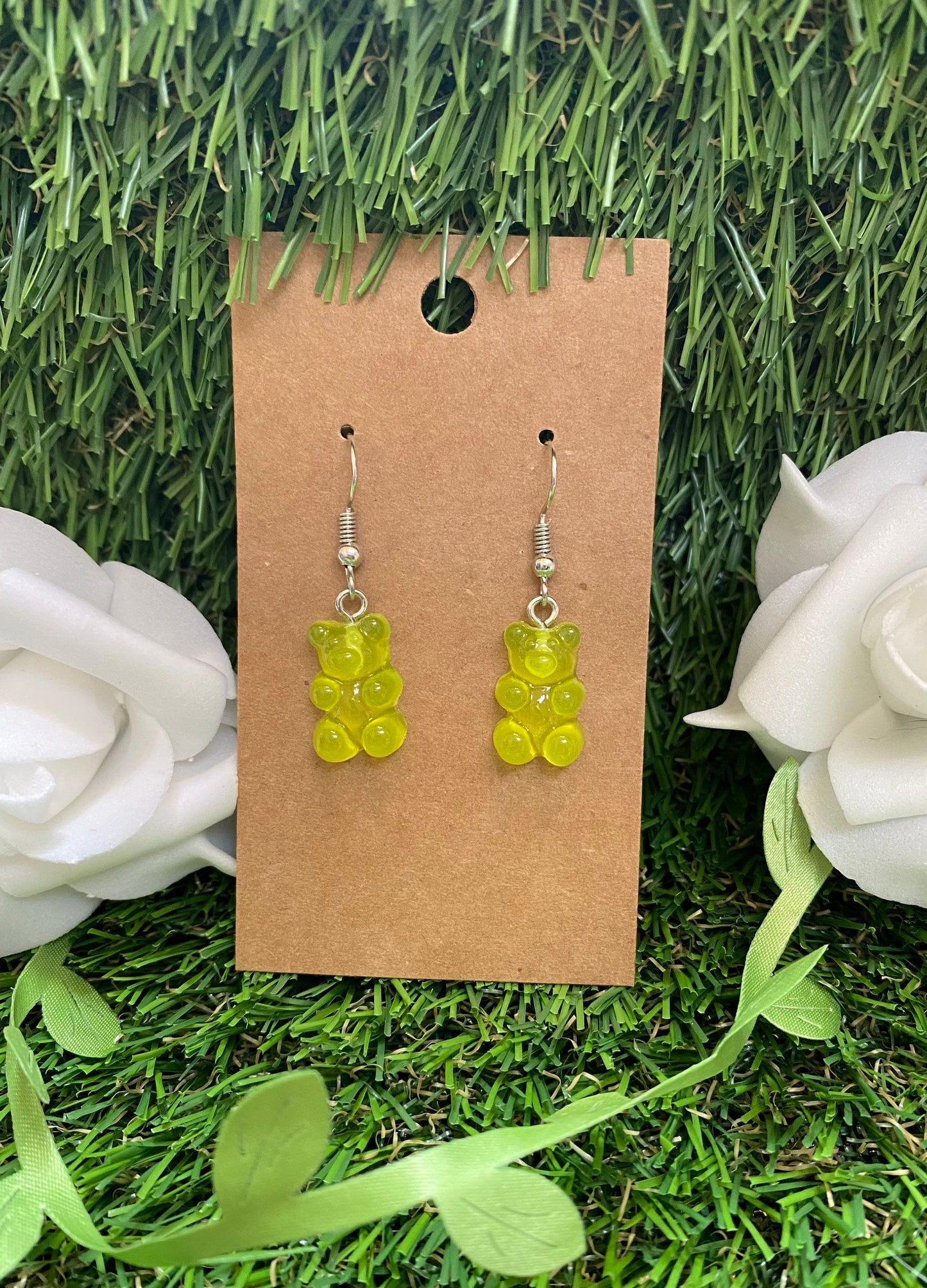 Greenish Yellow Gummy Bear Earrings