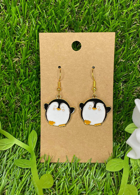 Cute Black and White Penguin Dangle Earrings