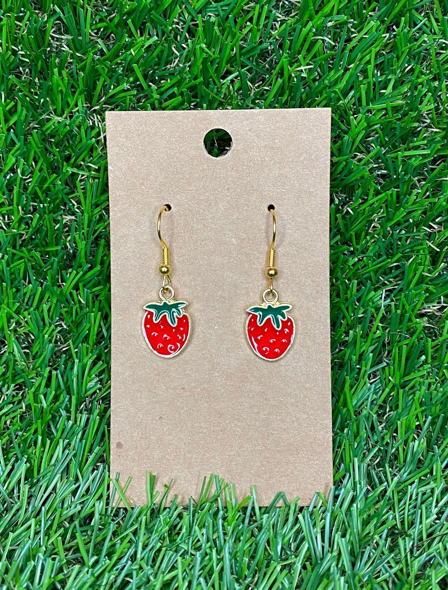 Cute Red Strawberry Dangle Earrings