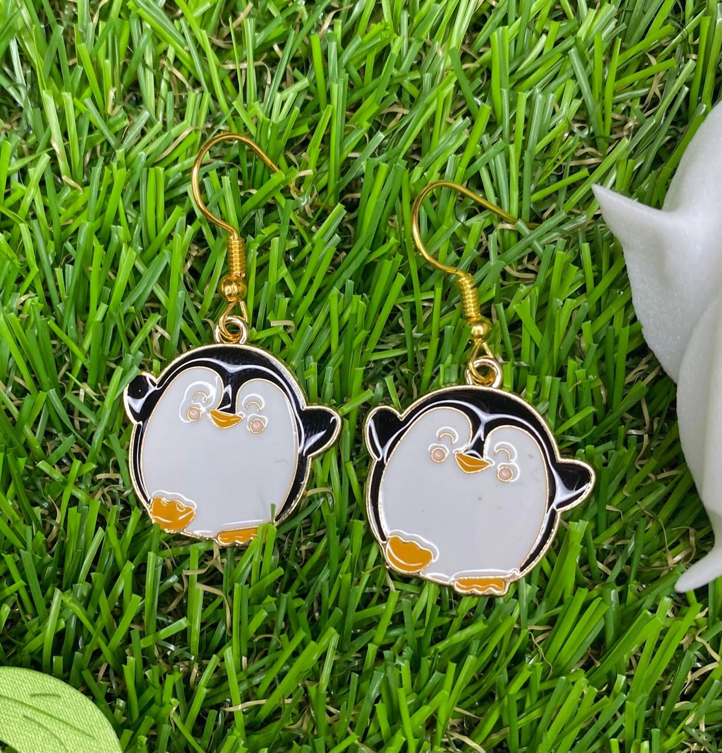 Cute Black and White Penguin Dangle Earrings