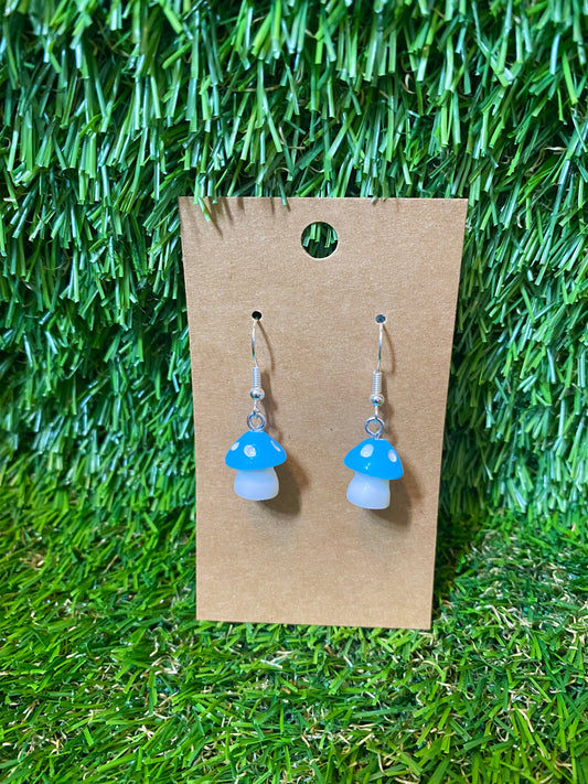 Blue Mushroom Earrings