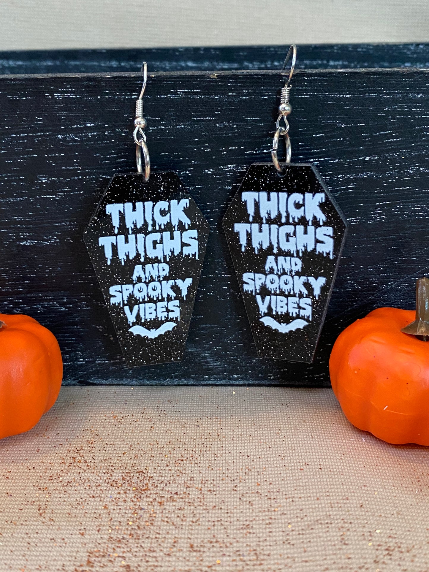 Thick Thighs and Spooky Vibes Coffin Earrings