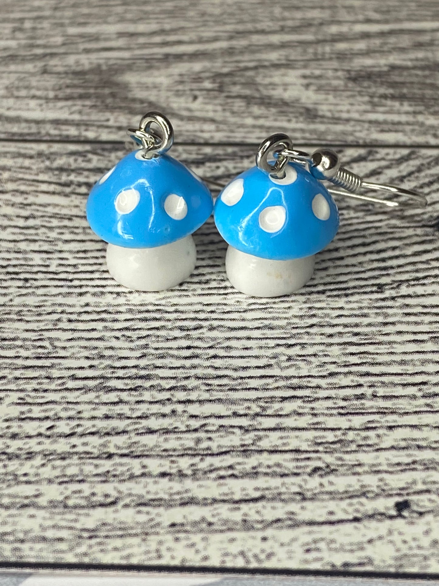 Blue Mushroom Earrings